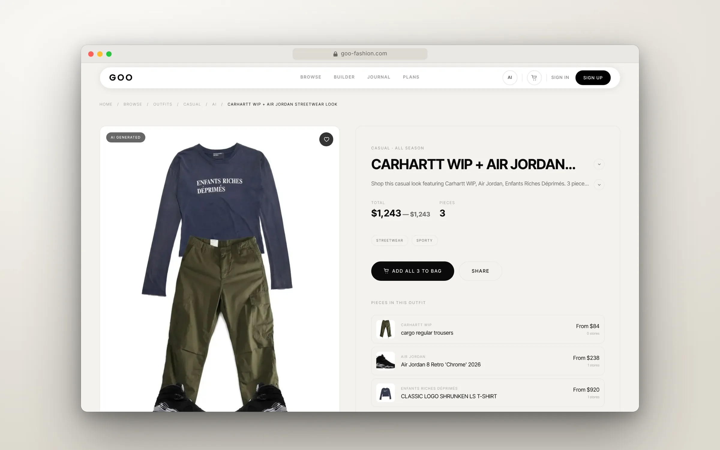 An outfit page with every piece and where to buy it