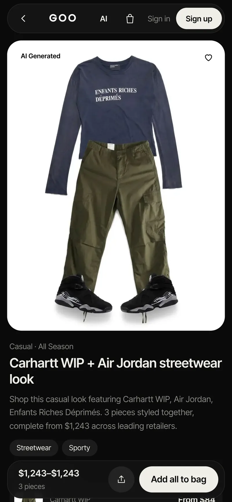 An outfit on a phone
