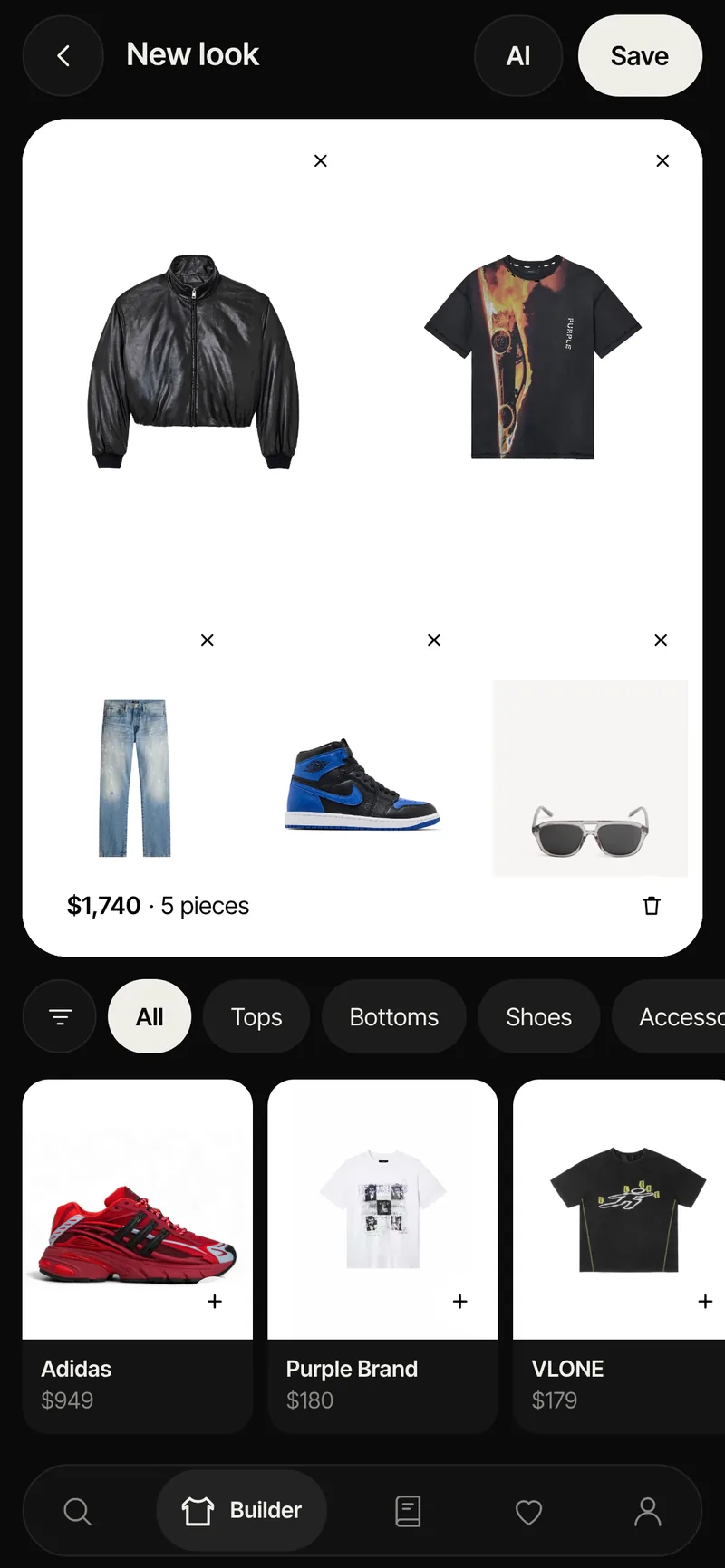 Building a look on a phone